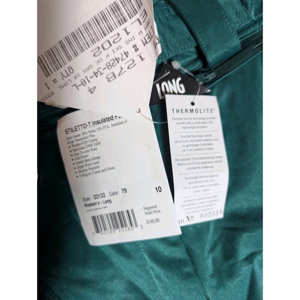 Obermeyer Stiletto T Thermolite Insulated Ski Pants Retro Green Size 10 Tall - Picture 7 of 14